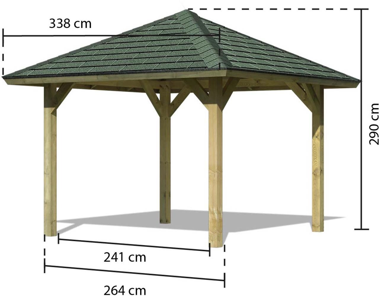 Karibu Pavillon Varberg 1 Set Aktion kdi mit Schindeln Grün 264,5 x264