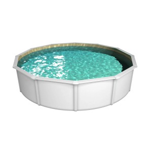 Weißer Steinbach Stahlwandpool Nuovo de Luxe II, Ø 360 cm x 120 cm, gefüllt mit Wasser.