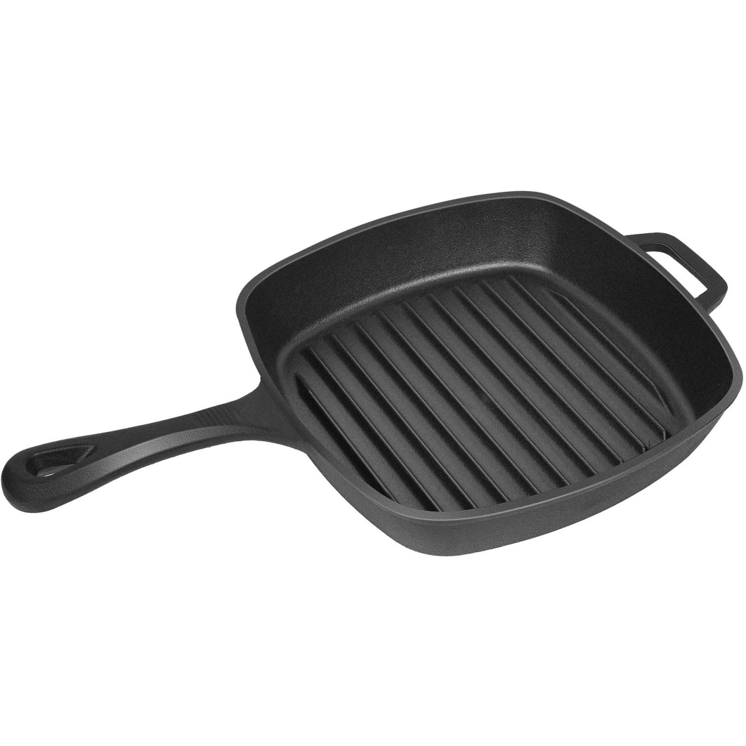 El Fuego Bratpfanne aus Gusseisen, Grillpfanne mit Rillen und zwei Griffen.
