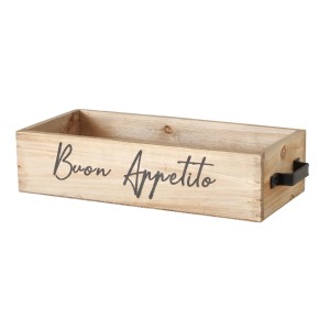 2-teiliges Boltze Box-Set Cucina aus Holz mit "Buon Appetito" Schriftzug, ideal zur Aufbewahrung.