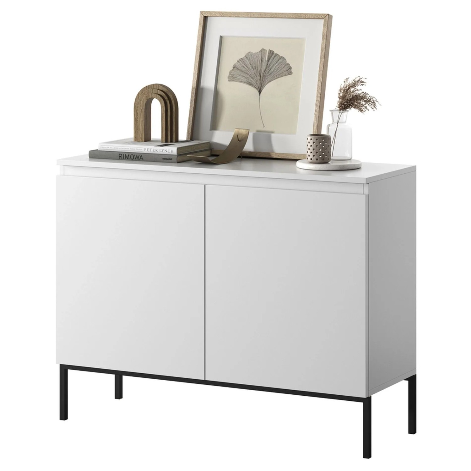 Selsey Sideboard Bemmi 100 cm Weiß mit Schwarzen Beinen_4
