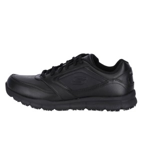 Schwarzer Skechers Nampa Herren Arbeitsschuh OB mit Schnürung und rutschhemmender Sohle für sicheren Halt.