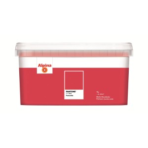 Alpina Innenfarbe Pantone Poinsettia 1l, matter roter Farbeimer für Wände. Hohe Deckkraft.