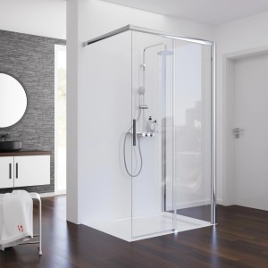 Schulte Schiebetür Walk In mit Wand Chrom-Optik 90 x 120 x 200 cm DIN Rechts