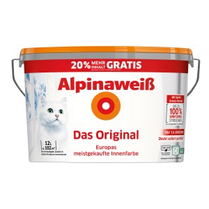 Alpinaweiß Wandfarbe Weiß-Matt 10 + 2 l