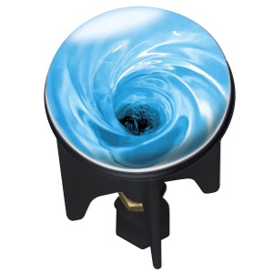 Wenko Abfluss-Stopfen Water mit blauem Strudel-Motiv für Waschbecken.