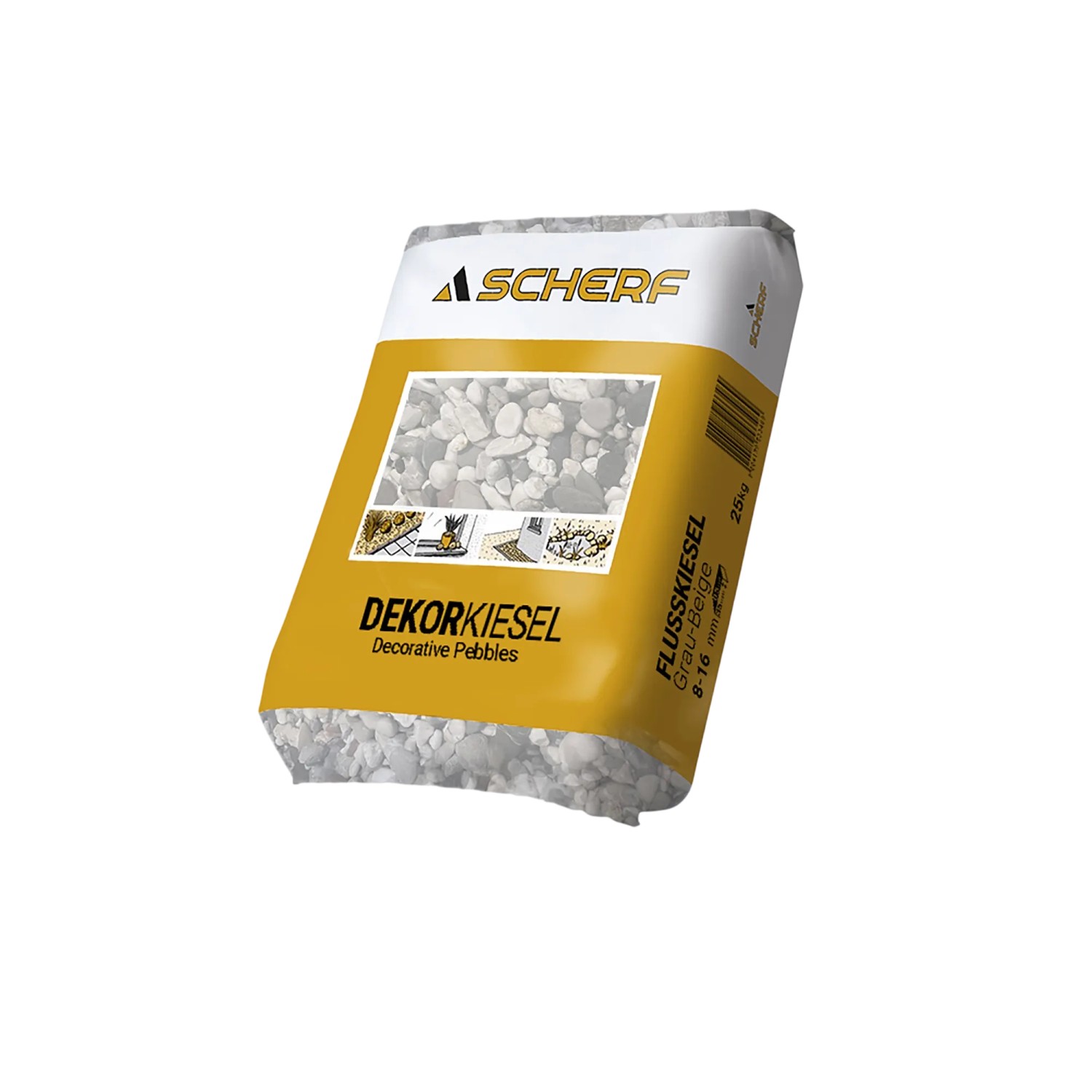 Sack Scherf Flusskiesel Grau-Beige, 8-16 mm, 25 kg, Zierkies für Garten und Landschaftsbau.