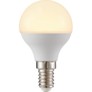 E14 LED Leuchtmittel in Globeform, 4,8 W, warmweißes Licht.