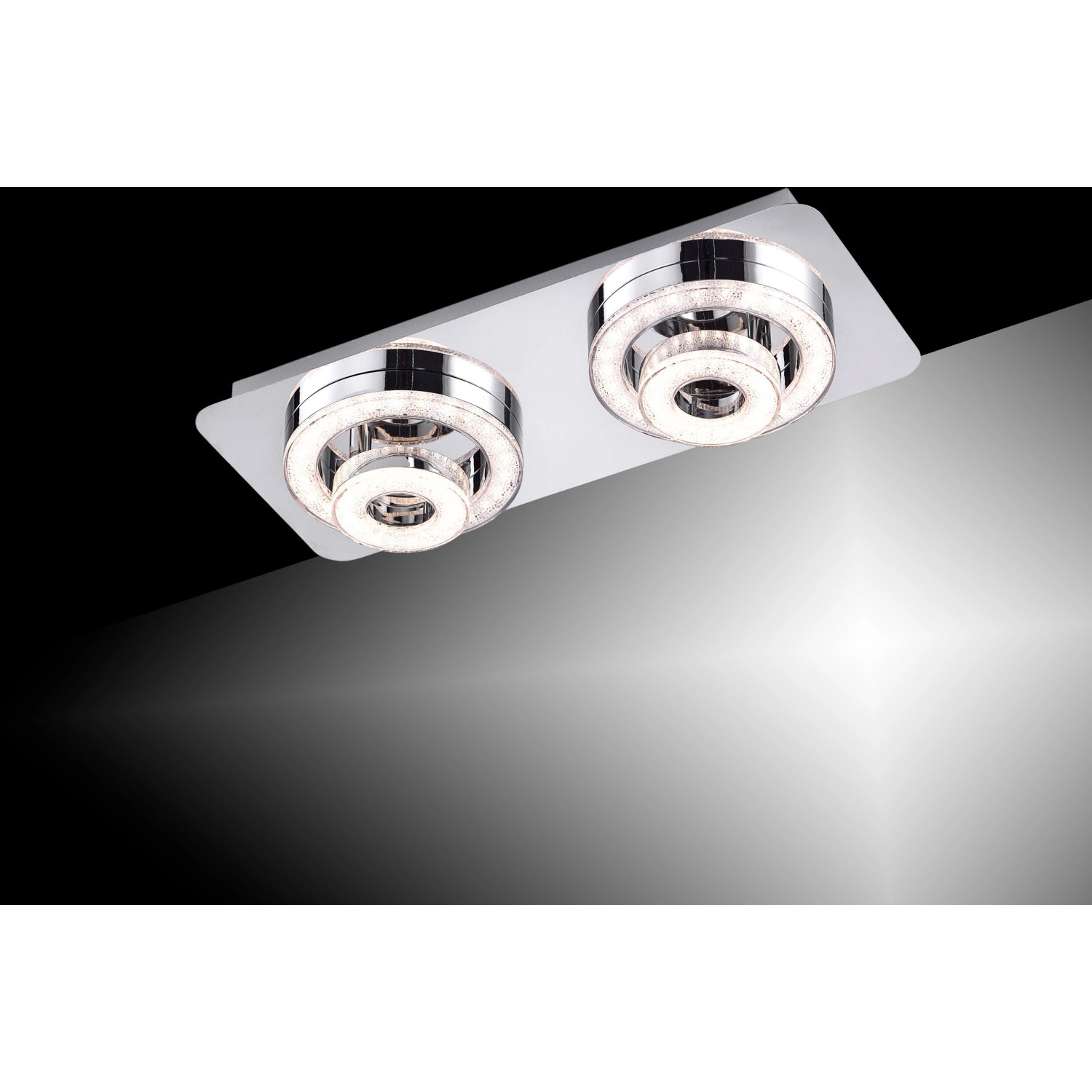 Moderne LED-Deckenleuchte Tim in Chrom mit Kristalloptik, 40x17 cm.