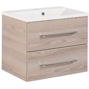 Fackelmann Waschtisch B.clever 60 cm Esche mit zwei Schubladen und chromfarbenen Griffen.