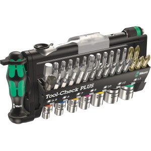 Wera Bit-Set Tool-Check Plus, 39-teilig, mit Ratsche, Bits, Nüssen und Handhalter im Set.