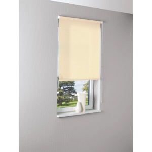 Beiges Seitenzug-Rollo Zamora, 120x175 cm, am Fenster montiert. Sichtschutz für Wohnraum.