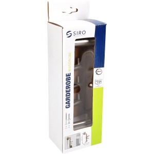 Verpackung der drehbaren Siro Kleingarderobe aus Edelstahl, Länge 208 mm, mit 4 Haken.