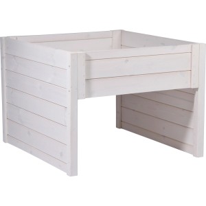 Weiße Dobar Mährobotergarage mit Pflanzkasten aus Holz, 56x73x79cm.