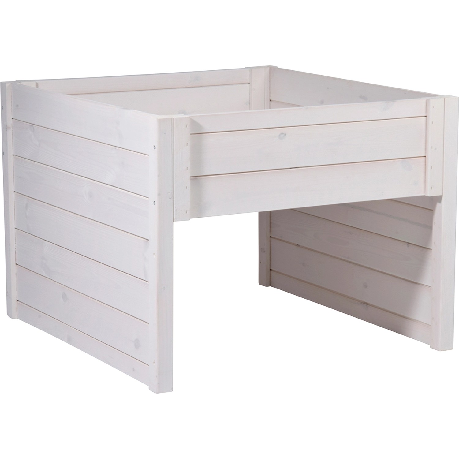 Weiße Dobar Mährobotergarage mit Pflanzkasten aus Holz, 56x73x79cm.