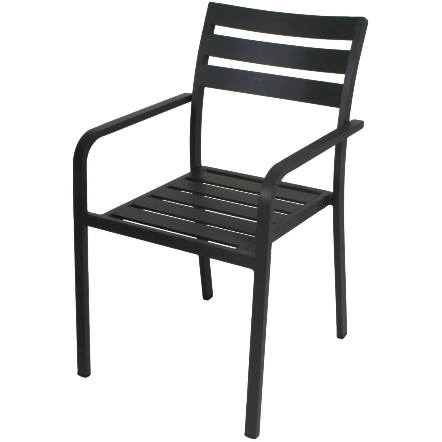 Anthrazitfarbener Gartenstuhl Treviso im 2er-Set mit Armlehnen und Aluminiumgestell.