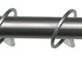 Komplettstilgarnitur Hook, silberfarbene Gardinenstange mit Endknopf, Träger und Ringen.