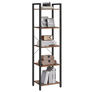 Songmics Bücherregal Barnet mit 5 Ebenen in Braun-Schwarz, ideal für Bücher und Deko.