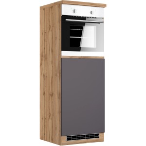 Held Möbel Kühlschrankumbauschrank/Ofenumbauschrank Turin, 60 cm, Graphit/Wotaneiche