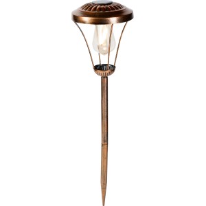 Vintage LED-Solarspieß Laterne in Kupferoptik, 59cm hoch, für stimmungsvolle Gartenbeleuchtung.