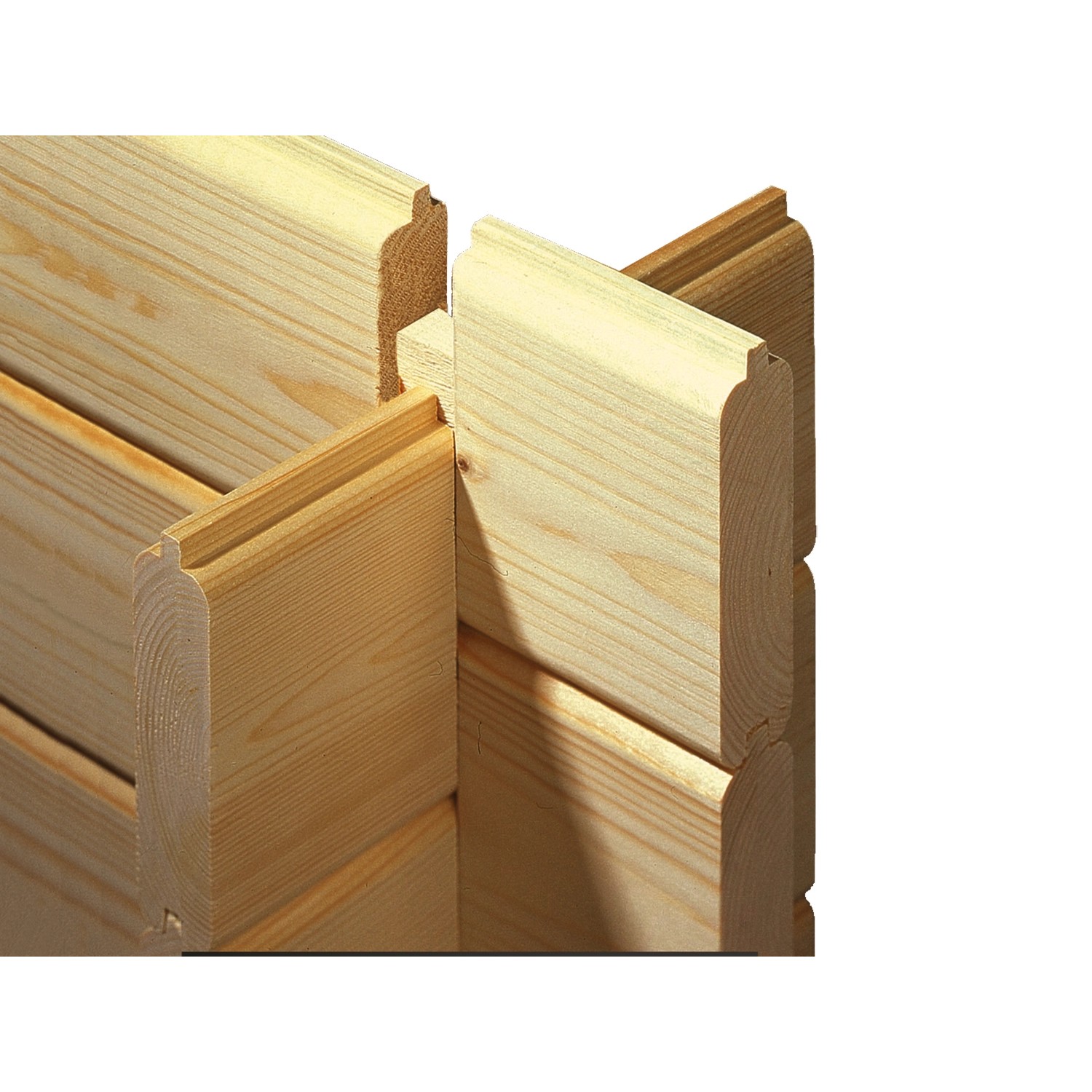 Detailansicht: Unbehandeltes Weka Holz-Gartenhaus Satteldach, Blockbohlenbauweise.