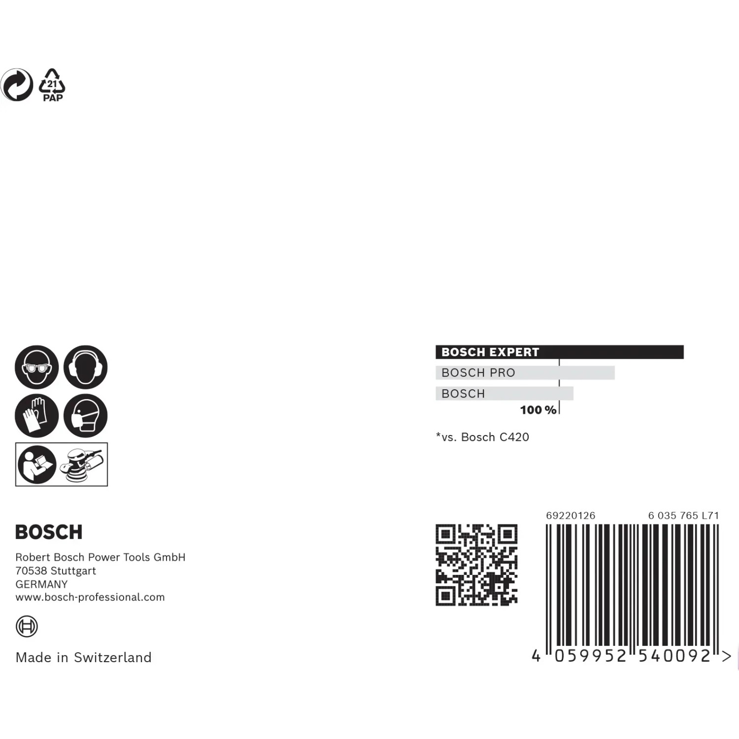 Verpackung Bosch Expert Netzschleifblatt M480, Ø 125 mm, K80, 5 Stück, Zubehör für Exzenterschleifer.