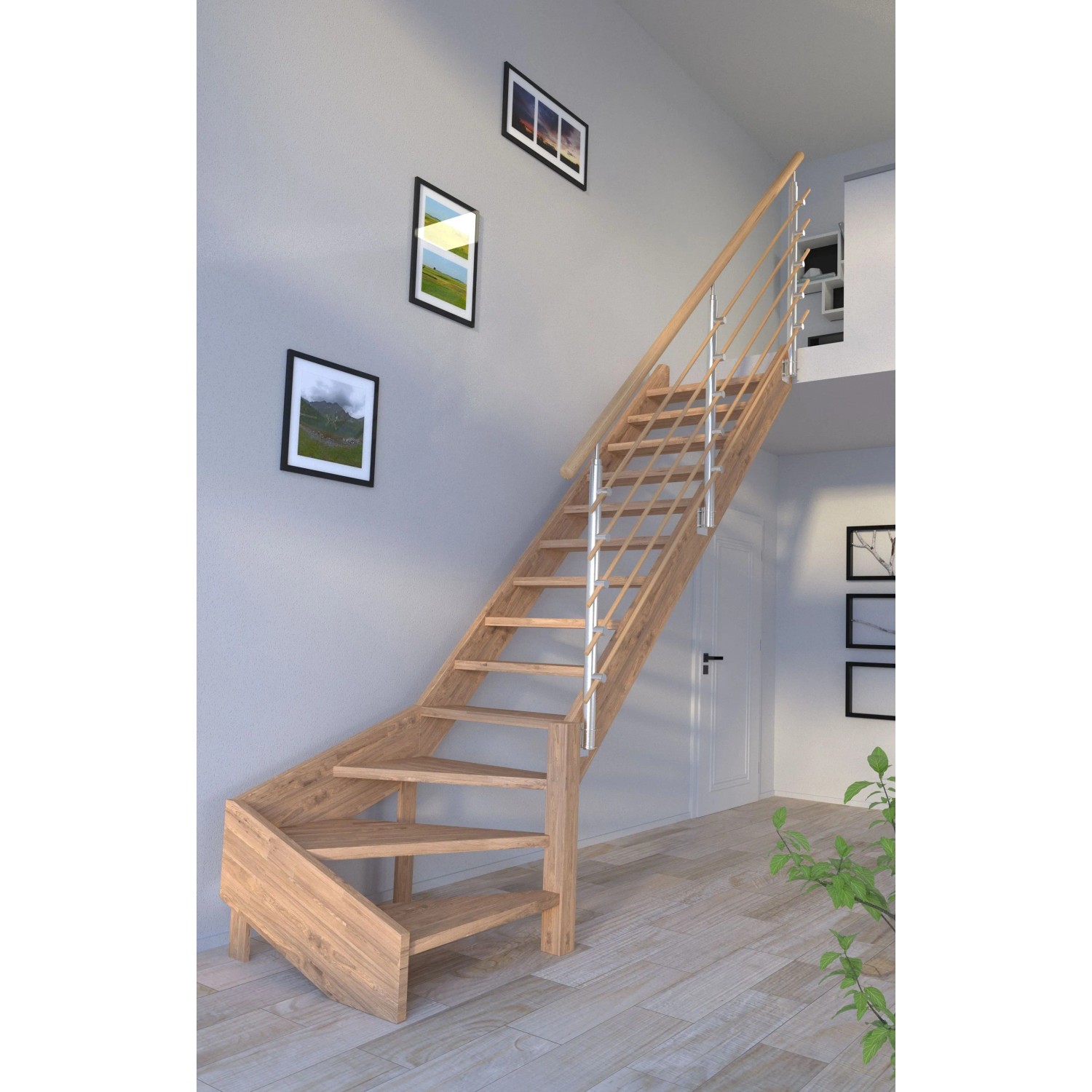 Treppe Mykonos Pro Eiche Gew. R 80 cm Design-Geländer-Holzstäbe FSC®_7