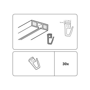 Gardinia Faltengleiter, 30er Pack, für Gardinenschienen. Weißer Kunststoffgleiter mit Faltenlegehaken.