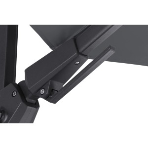 Detailaufnahme des anthrazitfarbenen Siena Garden Ampelschirms mit Dreh- und Neigungsfunktion.