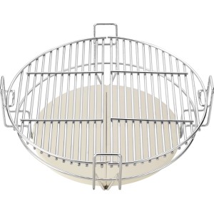 Grillrost-Set für Kamado Grill Marwin M, Ø 39cm, Edelstahl, mit Keramikstein. Grillzubehör für mehr Ebenen.