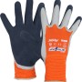 LUX Arbeitshandschuhe Super Grip Gr. 8, blau/orange, mit elastischem Nylongewebe und Nitril-Doppeltauchung.