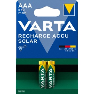 Varta Recharge Akku Solar Micro (AAA) 550 mAh, 2er-Packung für Solarleuchten.