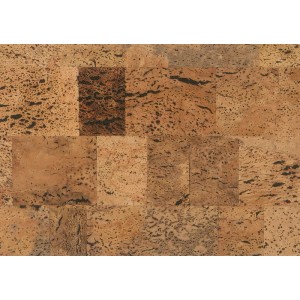 Granorte Korkwand Decodalle Rustic Black: Rechteckige Korkfliesen in warmen Brauntönen mit dunklen, rustikalen Mustern.