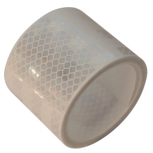 Weißes, selbstklebendes Reflektorband von Las für Autoanhänger, Rolle mit Rautenmuster.
