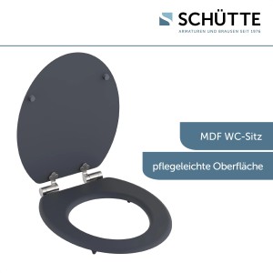 Schütte MDF WC-Sitz Spirit Anthrazit mit Absenkautomatik, geöffnet.