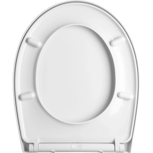 Glänzender, weißer baliv Filton WC-Sitz aus Polyresin mit Absenkautomatik, von oben. Perfekt für Bad & WC.