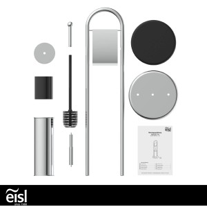 Eisl Stand WC-Set Chrom, freistehend mit Toilettenpapierhalter und WC-Bürste.