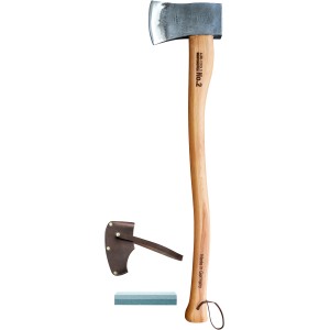 LUX Yankee Axt 1600g Meisterstück No. 2 mit Schneidschutz, Schleifstein. Axt mit Holzstiel.