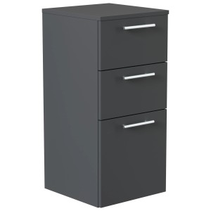 Posseik Midischrank, 75 cm, Grafit, mit 2 Schubladen und 1 Tür, Soft-Close Funktion.