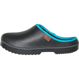 Gardena Garten-Sandale Black Beauty, Gartenschuh mit offener Ferse und blauem Saum.