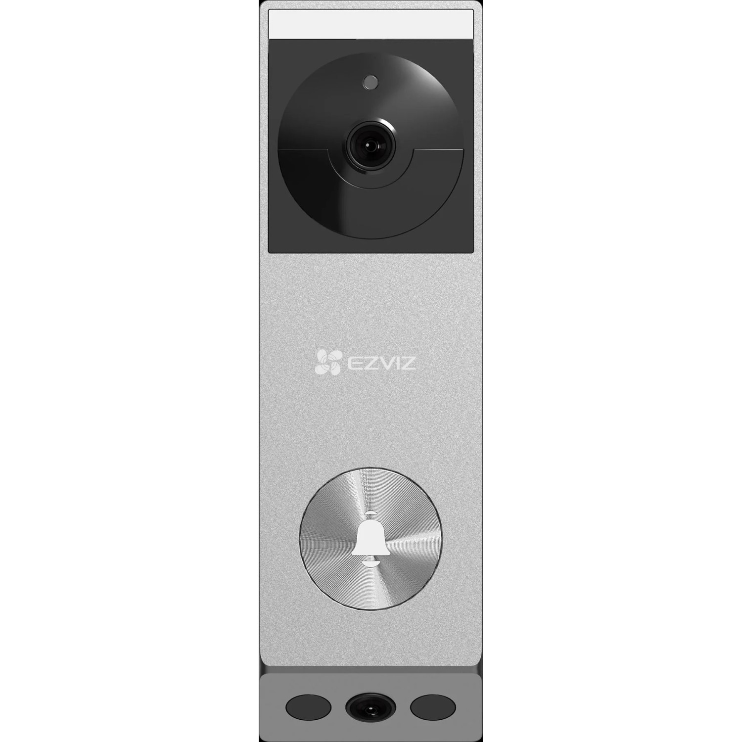 Ezviz EP3X PRO Akku-Video-Türsprechanlage mit Kamera und Klingelknopf in Silber.