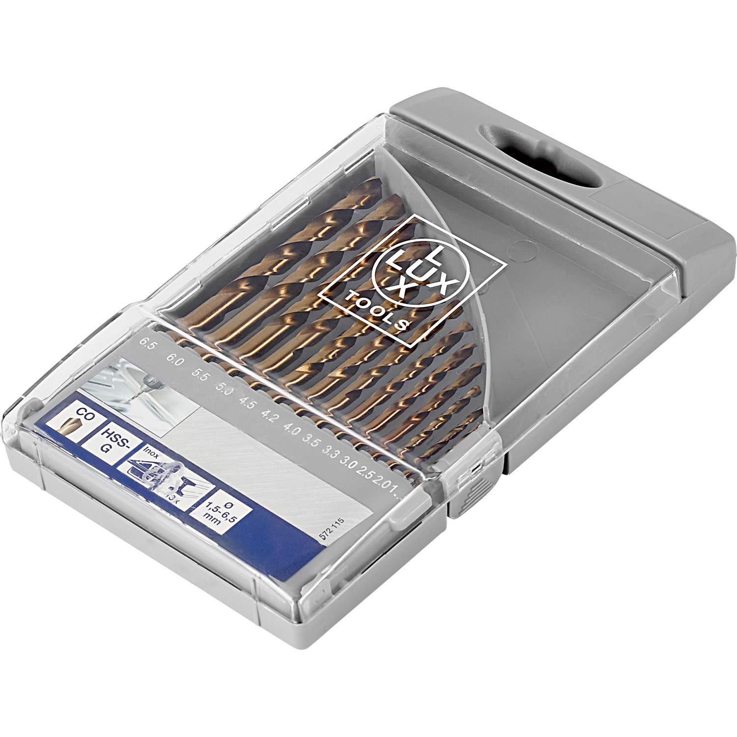 LUX Kobalt-Bohrer-Set Comfort, 13-teilig im grauen Kasten. Ideal für Metall- und Edelstahlbohrungen.