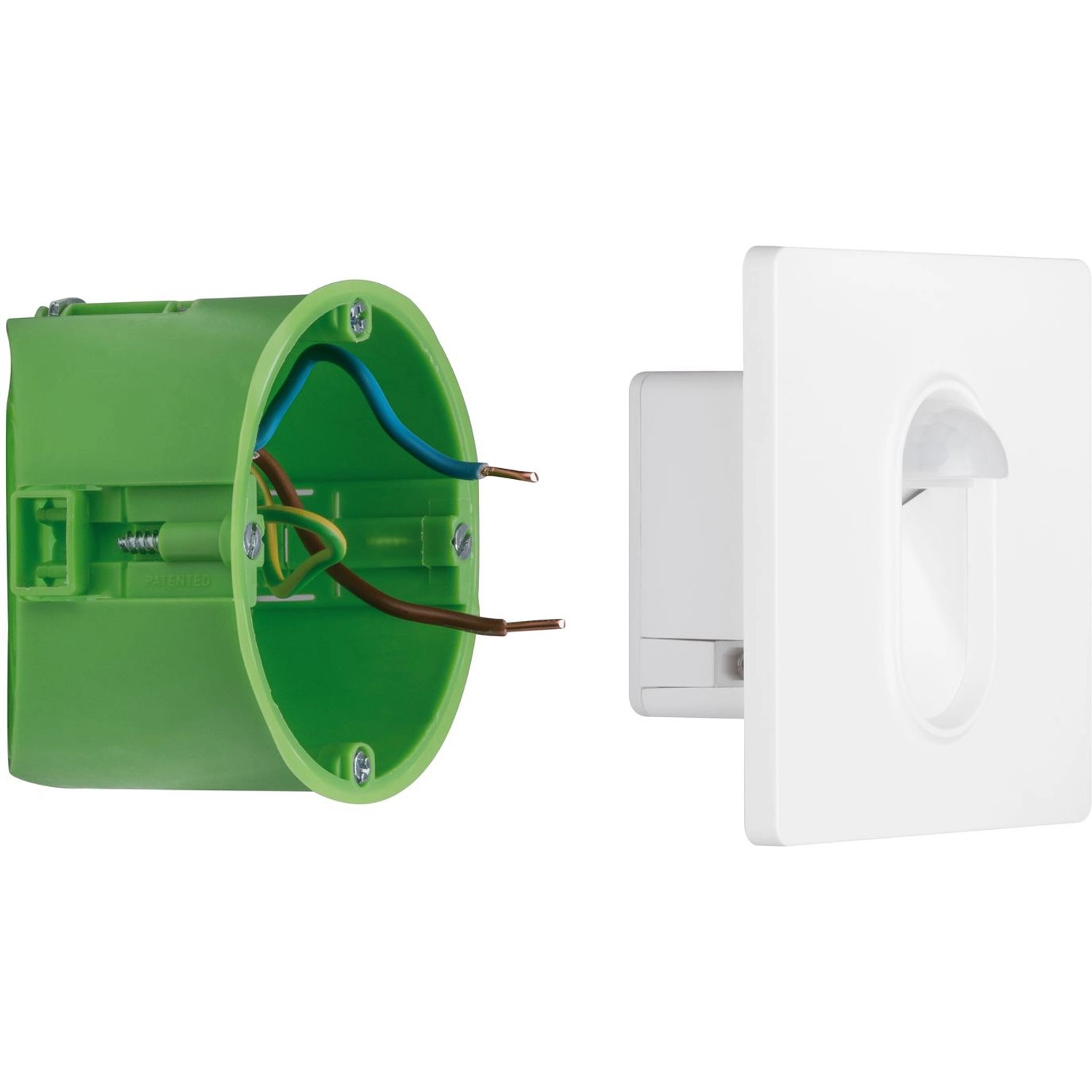 Paulmann Wandeinbauleuchte EBL Set mit Bewegungssensor, weiße, eckige Einbaustrahler für die Wand.