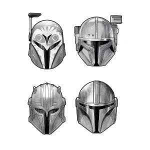 Komar Deco-Sticker Star Wars The Mandalorian Helmets Grau
