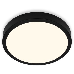 Schwarze, runde Brilo LED-Deckenleuchte Runa, 16 W mit warmweißem Licht.