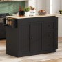 okwish Kücheninsel mit Rollen Schubladen Ausziehbarer Essbereich 112-186.8x45x93cm Schwarz_2