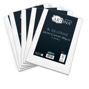 5er-Pack Artina Akademie Keilrahmen, 20x30 cm, weiße Leinwand für Acryl- und Ölmalerei.