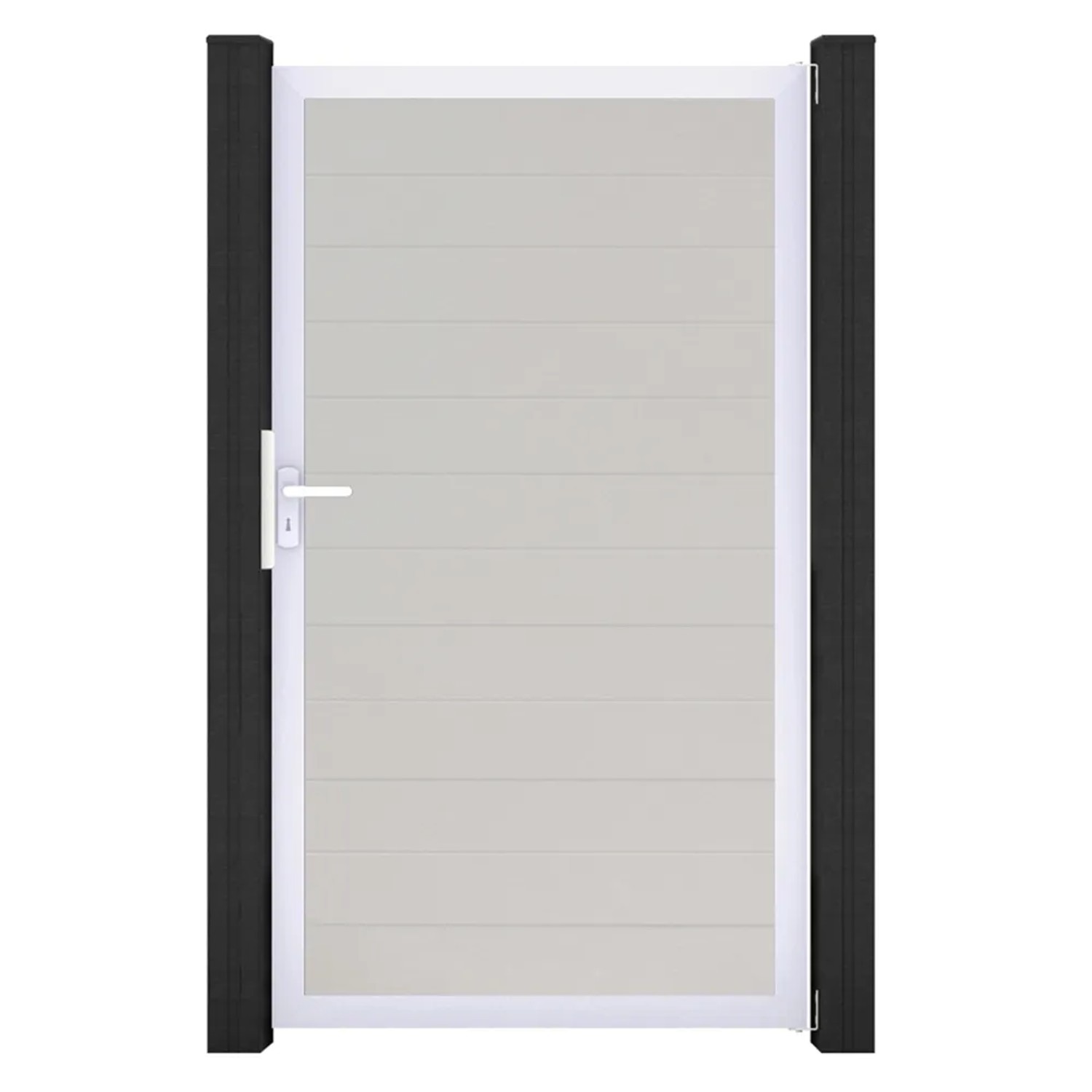 GroJa Basicline Gartentor, 1-flügelig, 100x180 cm, Weiß. Sichtschutzzaun Tor mit Aluminiumrahmen.