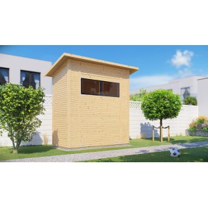 Bertilo Gerätehaus Pent Modern, Naturholz, 208x103 cm, mit Rhombusprofil und Doppeltür.