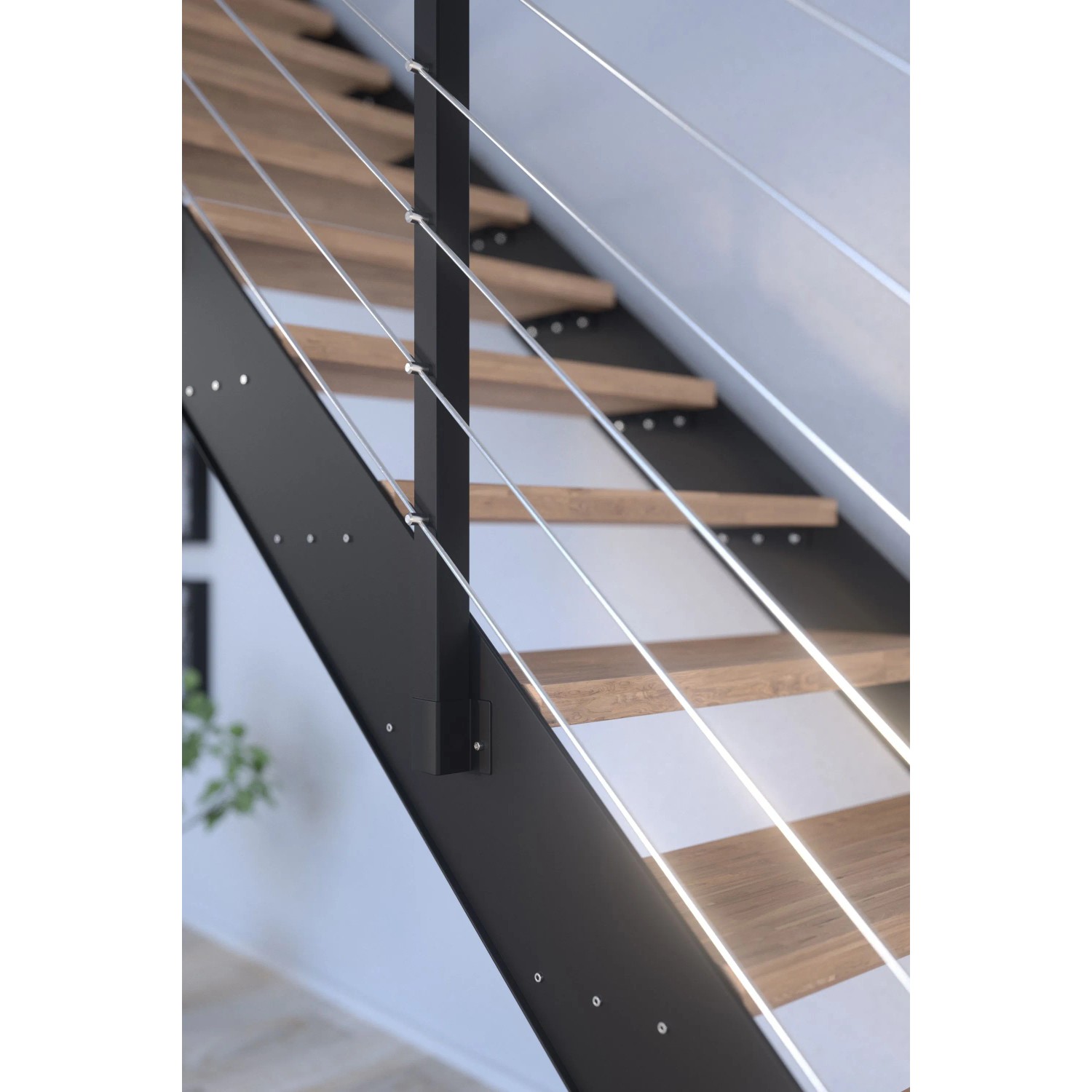 Treppe Kos 12 Stufen Eiche Rustik Geölt 85 cm Metallgeländer Schwarz FSC®_4